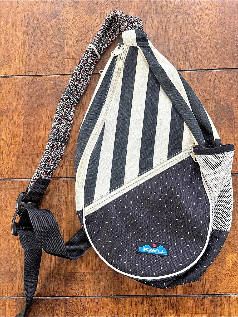 KAVU Original Rope Bag Black & White Crossbody Bag